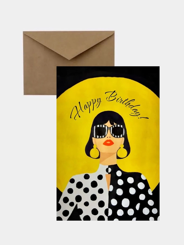 Открытка в крафтовом конверте на день рождения Happy Birthday