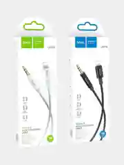 Черный кабель hoco UPA19, AUX, 3.5 mm, Lightning, 1 м, в оплетке, черный, премиум