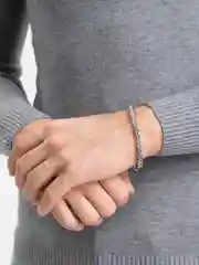 Золотой браслет-цепь стальной, плетение колос