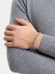 Золотой браслет-цепь стальной, плетение колос