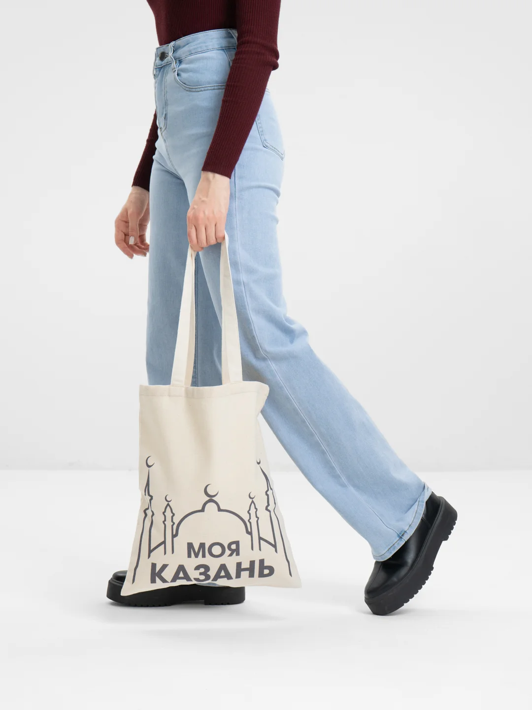 Черный сумка-шоппер, сумка через плечо, хлопковая, сувенир Татарстан / Татарча