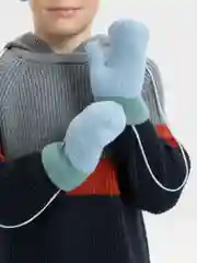 Голубой варежки детские, зимние на веревке, 3-6 лет