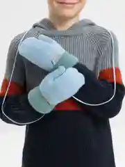 Голубой варежки детские, зимние на веревке, 3-6 лет