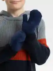 Темно-синий варежки детские, зимние на веревке, 3-6 лет