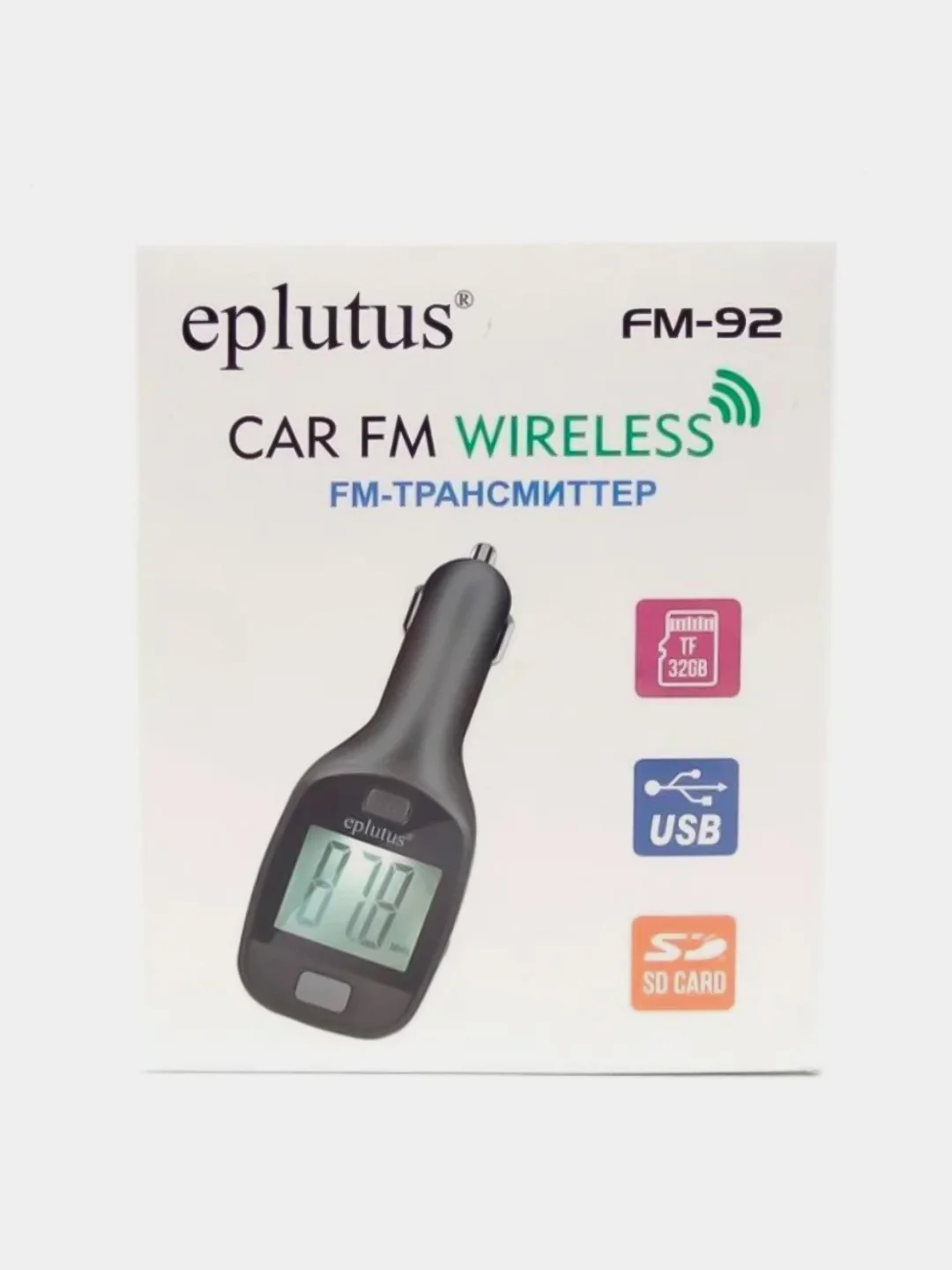 FM-трансмиттер Eplutus FM-92, USB, microSD