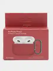 Бордовый чехол для наушников AirPods Pro 2, силиконовый, с карабином