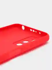 Красный чехол BROSCORP для Xiaomi Redmi 10  матовый силиконовый тонкий, бортик вокруг камер