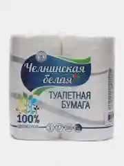 Белый бумага туалетная двухслойная, со втулкой, 4 штуки