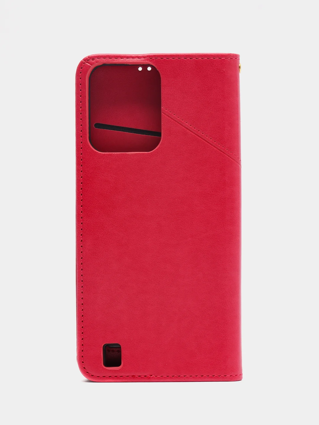 Тёмно-розовый чехол-книжка для Realme C31 4G, кожаный PU