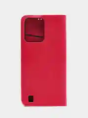 Тёмно-розовый чехол-книжка для Realme C31 4G, кожаный PU