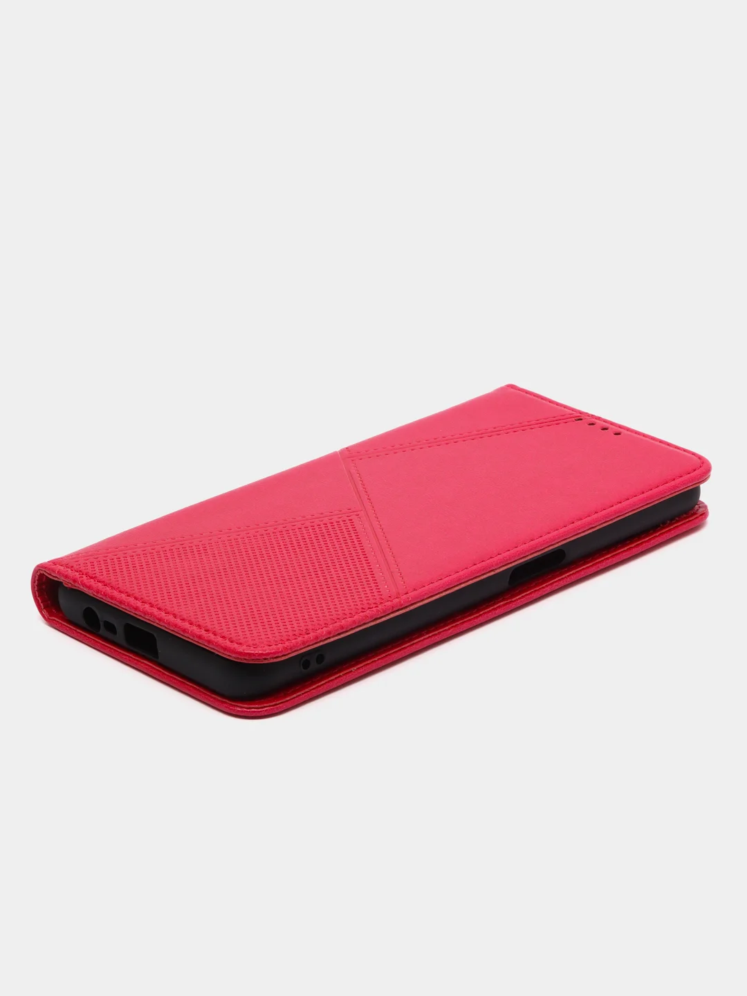 Тёмно-розовый чехол-книжка для Realme C31 4G, кожаный PU