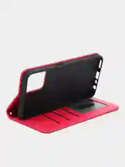 Тёмно-розовый чехол-книжка для Realme C35 4G, кожаный PU