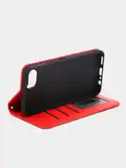 Красный чехол книжка для Realme C30, кожаный PU