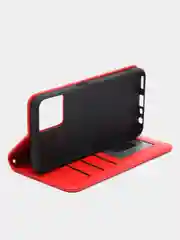 Красный чехол-книжка для Realme C35 4G, кожаный PU