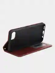 Коричневый чехол книжка для Realme C30, кожаный PU