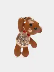 Коричневый брошь с эмалью " Медвежонок со стразами"