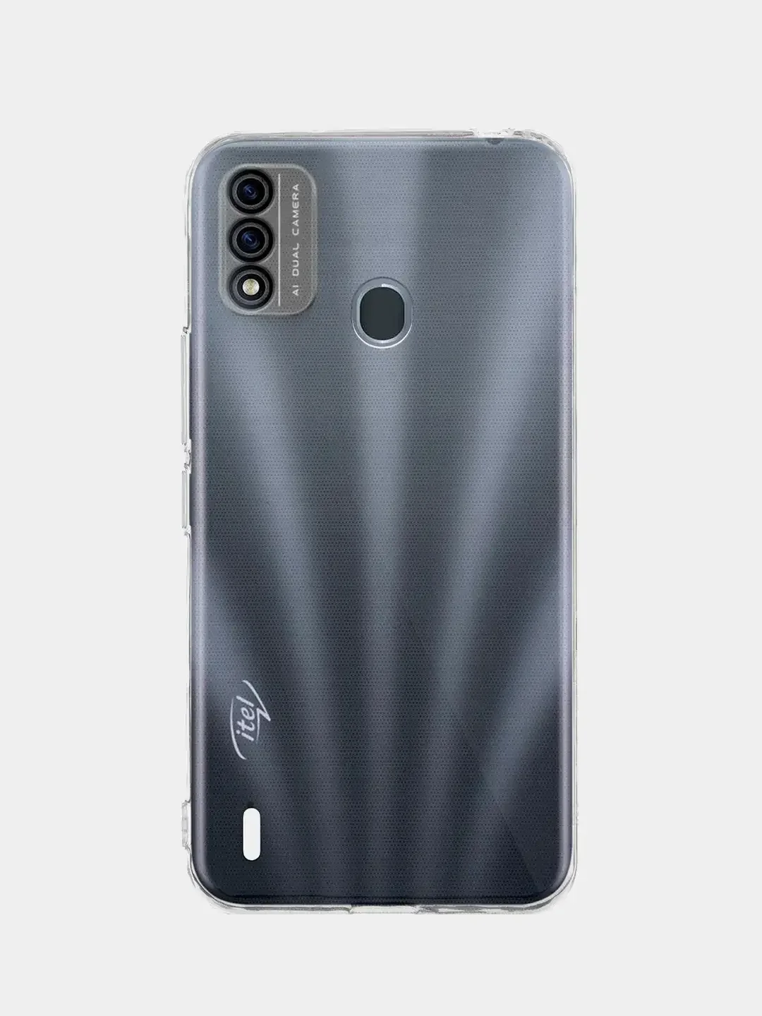 Прозрачный силиконовый чехол КАРТОФАН для Itel A48 с бортиком вокруг камер и защитой от прилипания