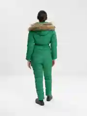 Зеленый комбинезон женский, зимний, с капюшоном