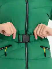 Зеленый комбинезон женский, зимний, с капюшоном