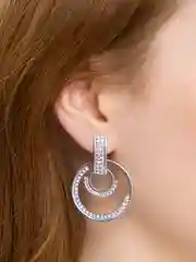 Серебряный серьги кольца со стразами, с камнями