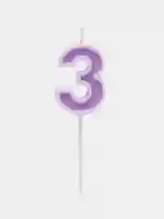 Сиреневый свеча "Цифра" для торта: 0, 1, 2, 3, 4, 5, 6, 7, 8, 9
