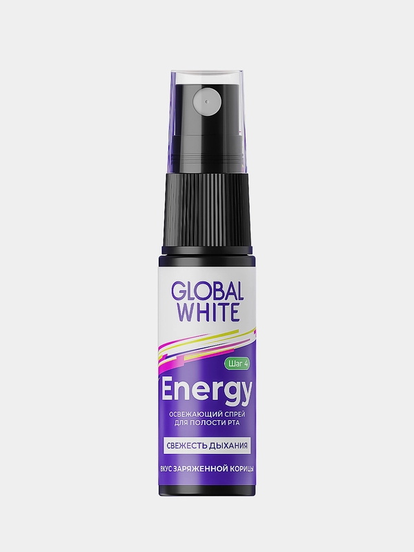 Спрей для полости рта освежающий Energy со вкусом корицы Global White, 15 мл