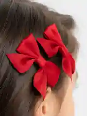 Бордовый заколки-бантики на зажиме, 2 штуки