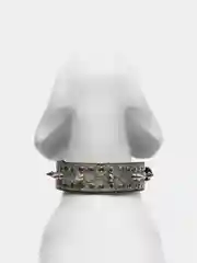 Серый ошейник с шипами для собак и кошек, экокожа, 38 х 2.8 см
