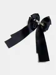 Черный заколка для волос / Бант школьный, белый, черный, 10 см