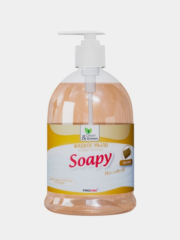 Жидкое мыло "Soapy" хозяйственное с дозатором 500 мл. Clean&Green