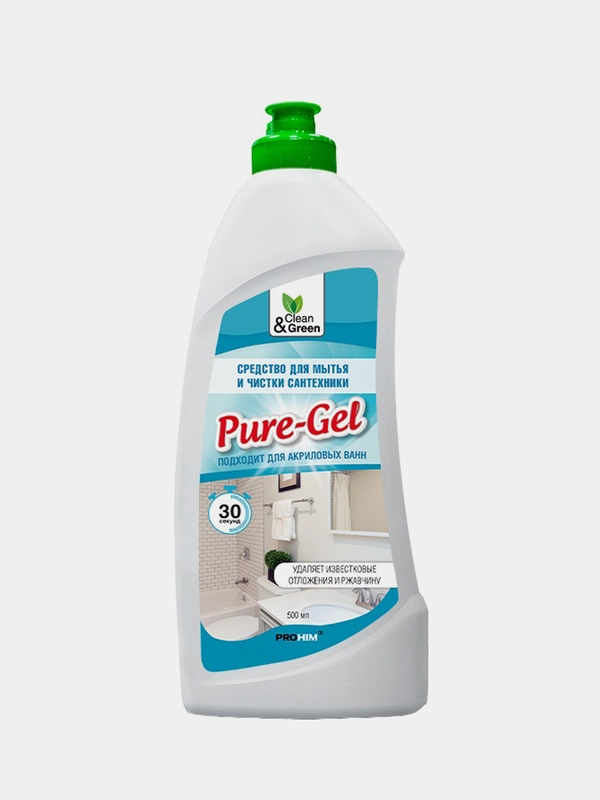 Средство для мытья и чистки сантехники "Pure-Gel" (кислотное, гель) 500 мл. Clean&Green