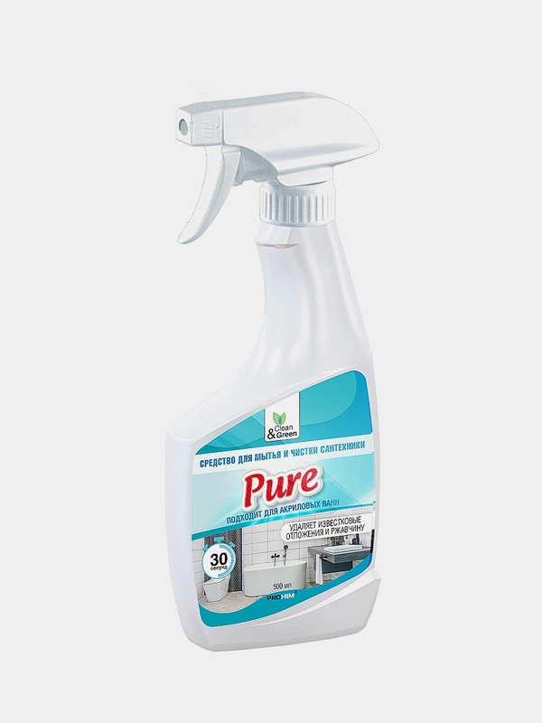 Средство для мытья и чистки сантехники "Pure" (кислотное, триггер) 500 мл. Clean&Green