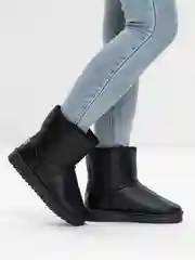 Угольный угги женские зимние короткие с мехом дутики теплые