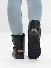 Угольный угги женские зимние короткие с мехом дутики теплые