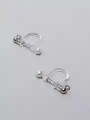 Серебряный основа для сережек (каффа, швензы) с кольцом для подвески, без прокола, 2 штуки