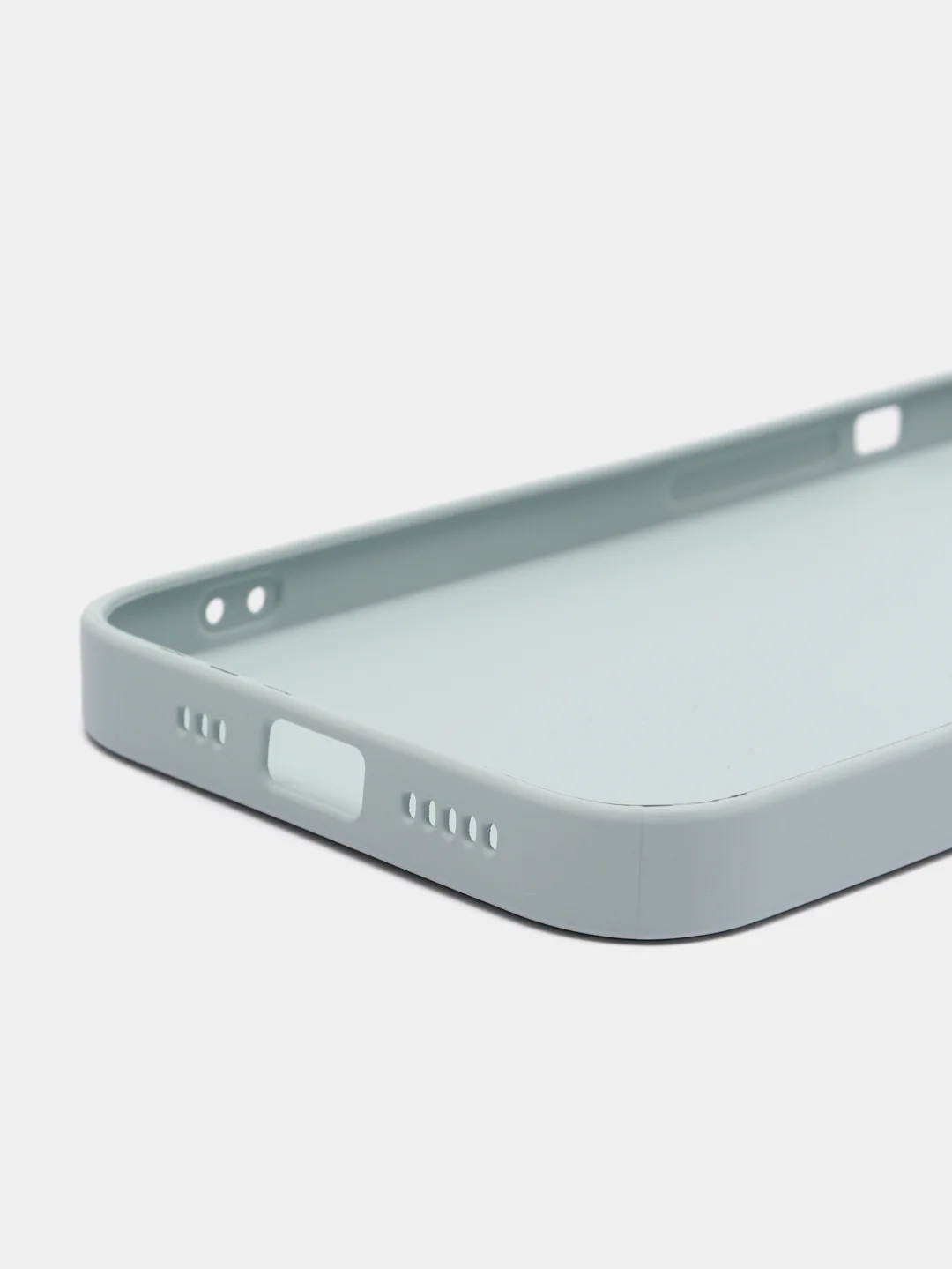 Светло-синий чехол силиконовый со стеклянной панелью для iPhone 13