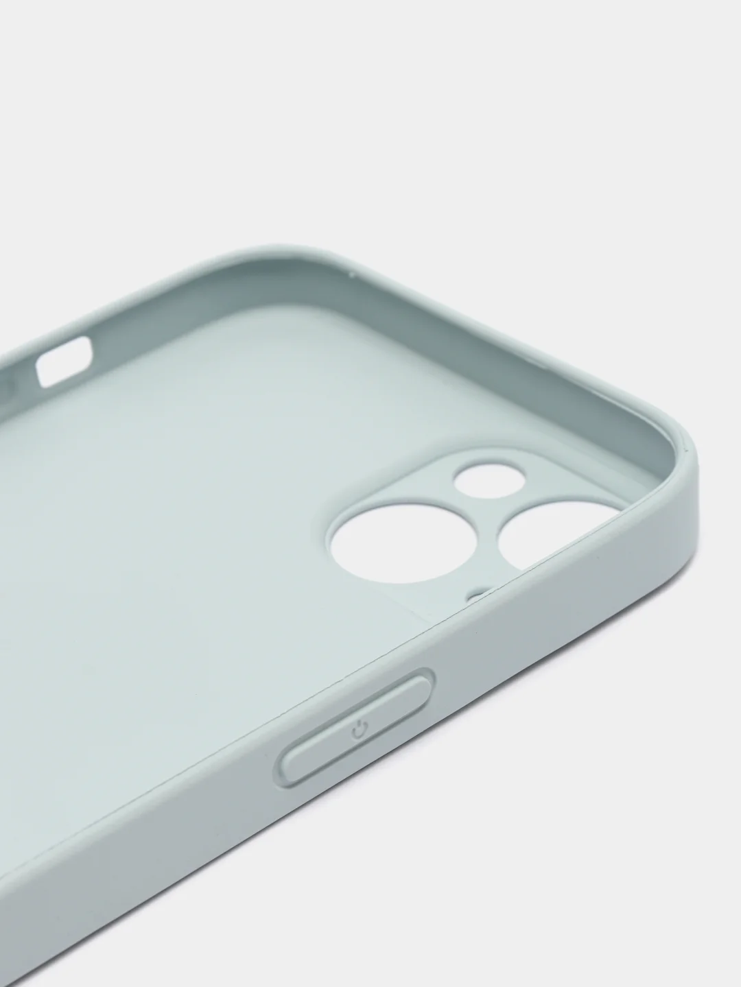 Светло-синий чехол силиконовый со стеклянной панелью для iPhone 13