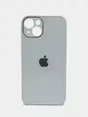 Светло-синий чехол силиконовый со стеклянной панелью для iPhone 13