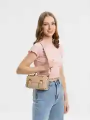 Бежевый женская сумка кросс боди через плечо