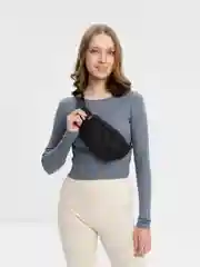 Черный сумка на пояс в форме трапеции унисекс