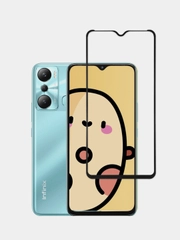 Защитное стекло "Картофан" для Infinix Hot 20i, с олеофобным покрытием и черной рамкой
