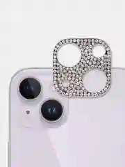 Черный защита-накладка КАРТОФАН на камеру для iPhone 14 и 14 Plus со стразами