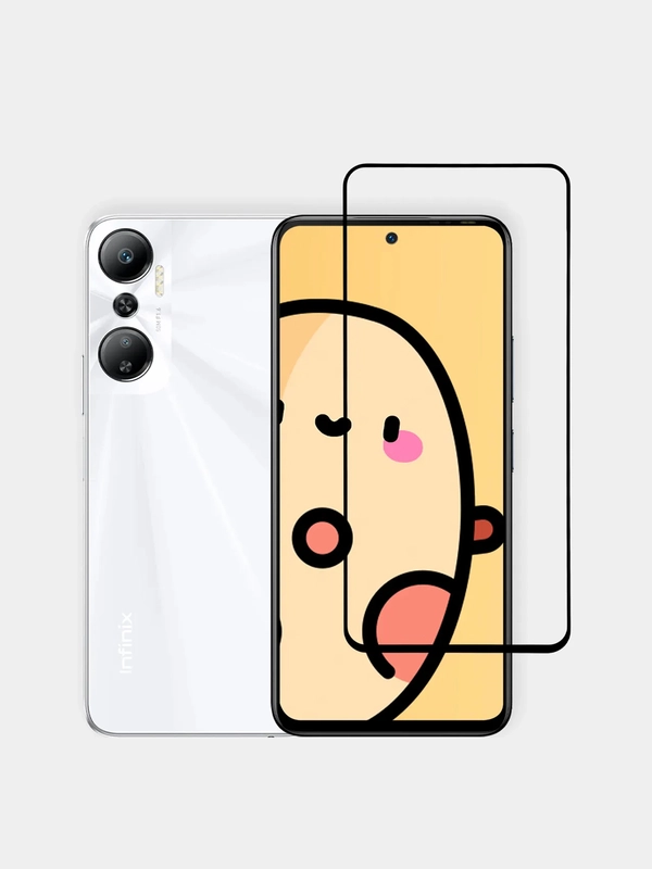 Защитное стекло КАРТОФАН для Infinix Hot 20, Note 30 с олеофобным покрытием, черной рамкой