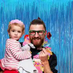 Синий дождик голографический, размер: 1 м*2 м