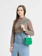 Зеленый сумка женская, через плечо, кросс-боди, полукруг