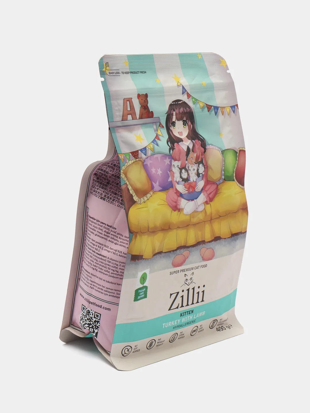 Корм для котят индейка и ягненок, суперпремиум Zillii Kitten, 400 гр