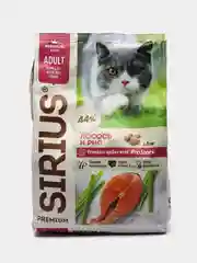 Сухой корм премиум класса  Сириус (SIRIUS) для взрослых кошек лосось рис