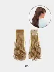 Приглушённый хаки хвост накладной, крупные локоны на ленте, шиньон