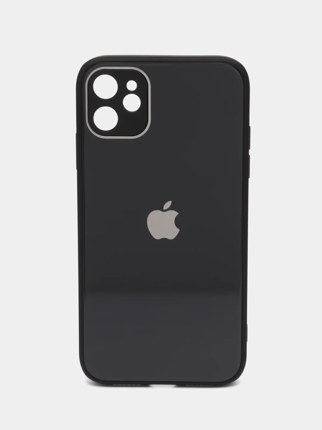 Черный стеклянный силиконовый чехол на iPhone 13, 12, 11,  XR, 7, 8, SE, 8+, 7+, 6s, 6, Pro, Max