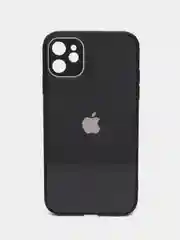 Черный стеклянный силиконовый чехол на iPhone 13, 12, 11,  XR, 7, 8, SE, 8+, 7+, 6s, 6, Pro, Max